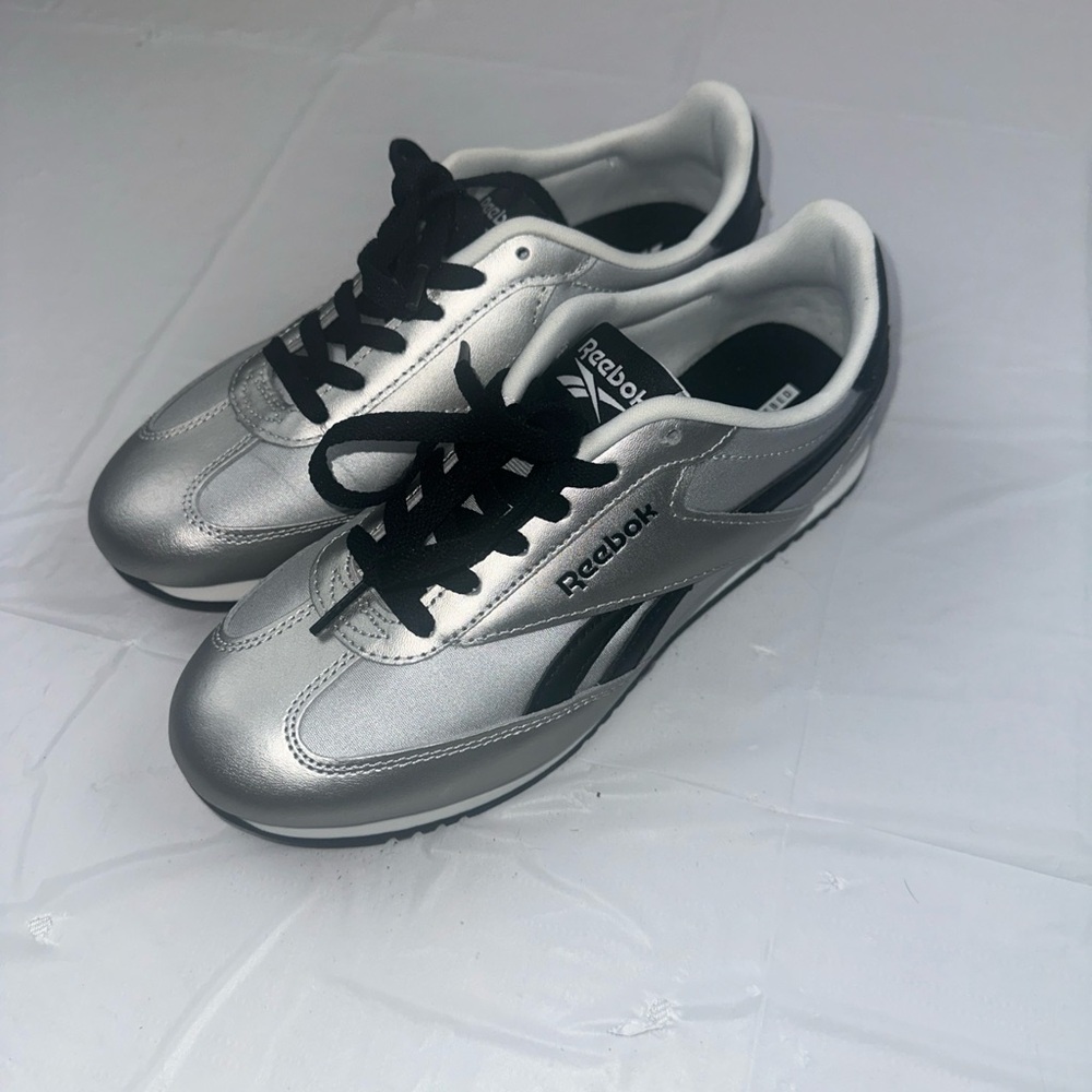 Reebok Silver and Black Women's Sneakers